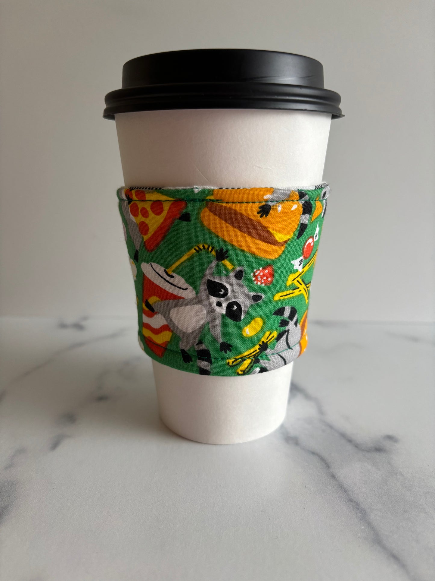 Raccoons on Green - Reusable Coffee Sleeve