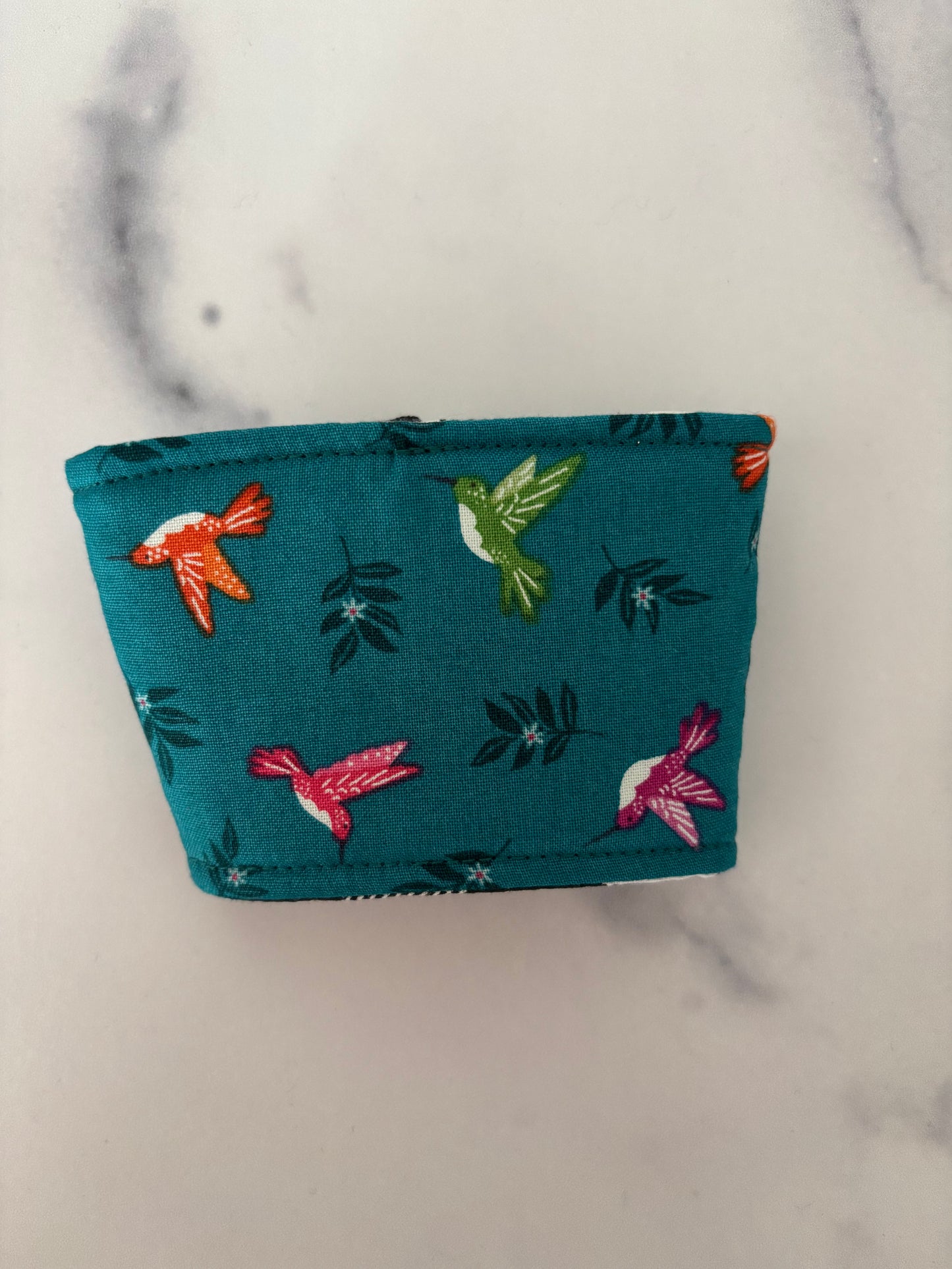 Hummingbirds on Teal - Reusable Coffee Sleeve