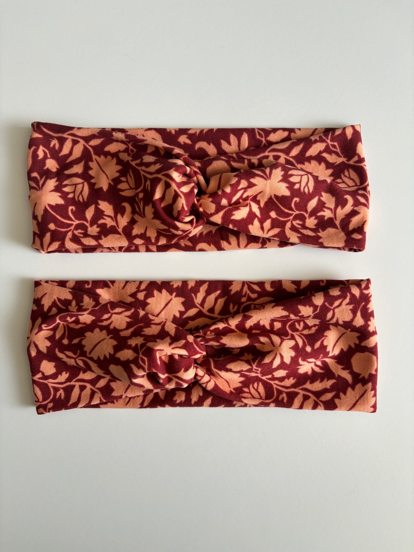 Coral Fall Leaves - Twisted Knit Headbands