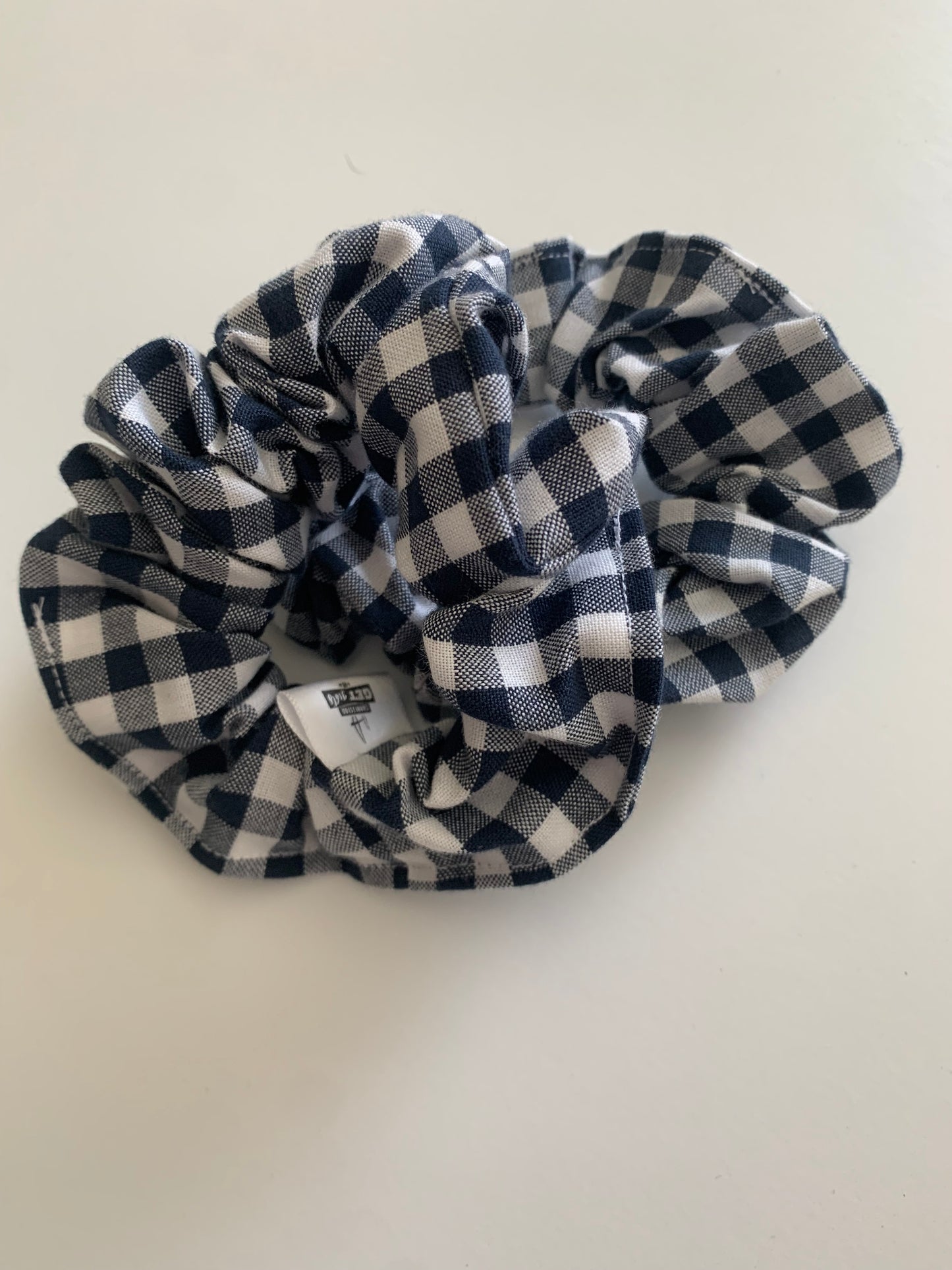 Navy Gingham - Cotton Scrunchie