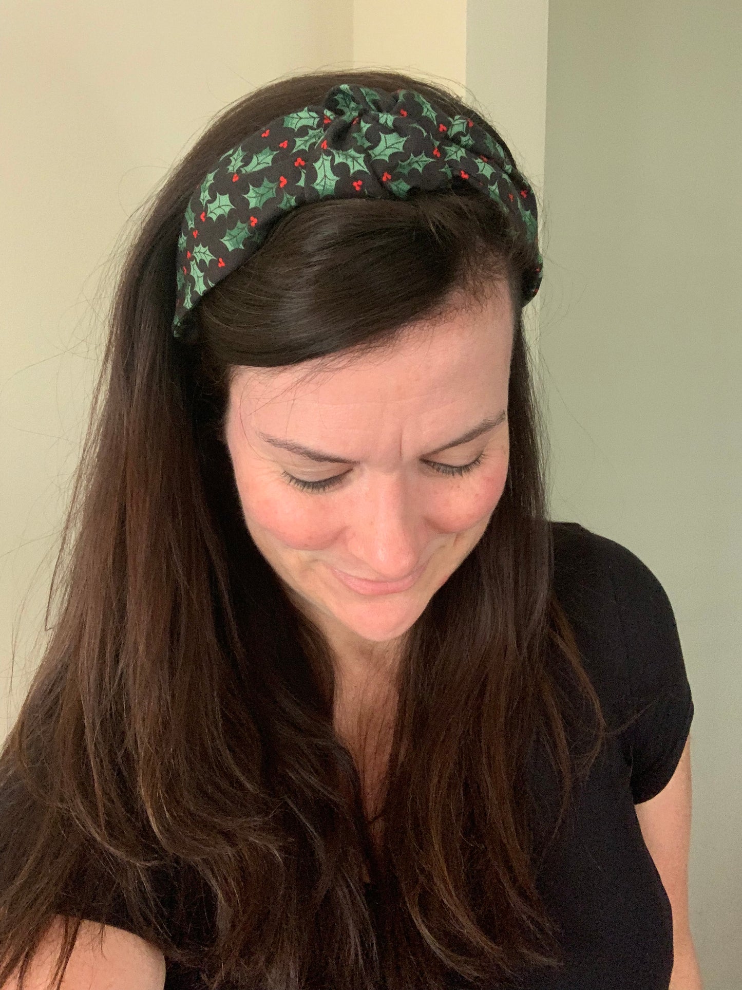 Holly on Black - Knotted Headband