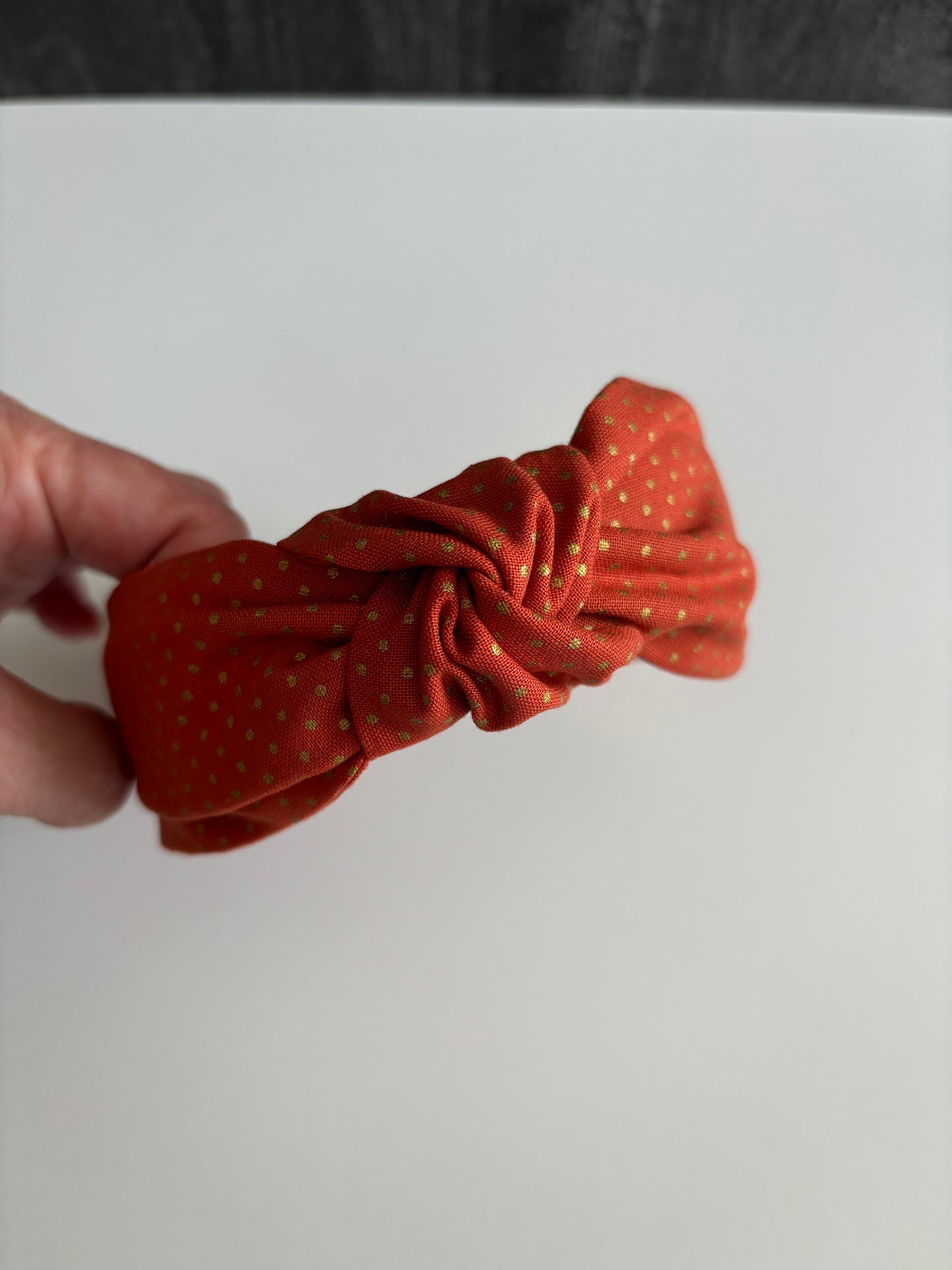 Burnt Orange with Sparkly Gold Dots - Knotted Headband