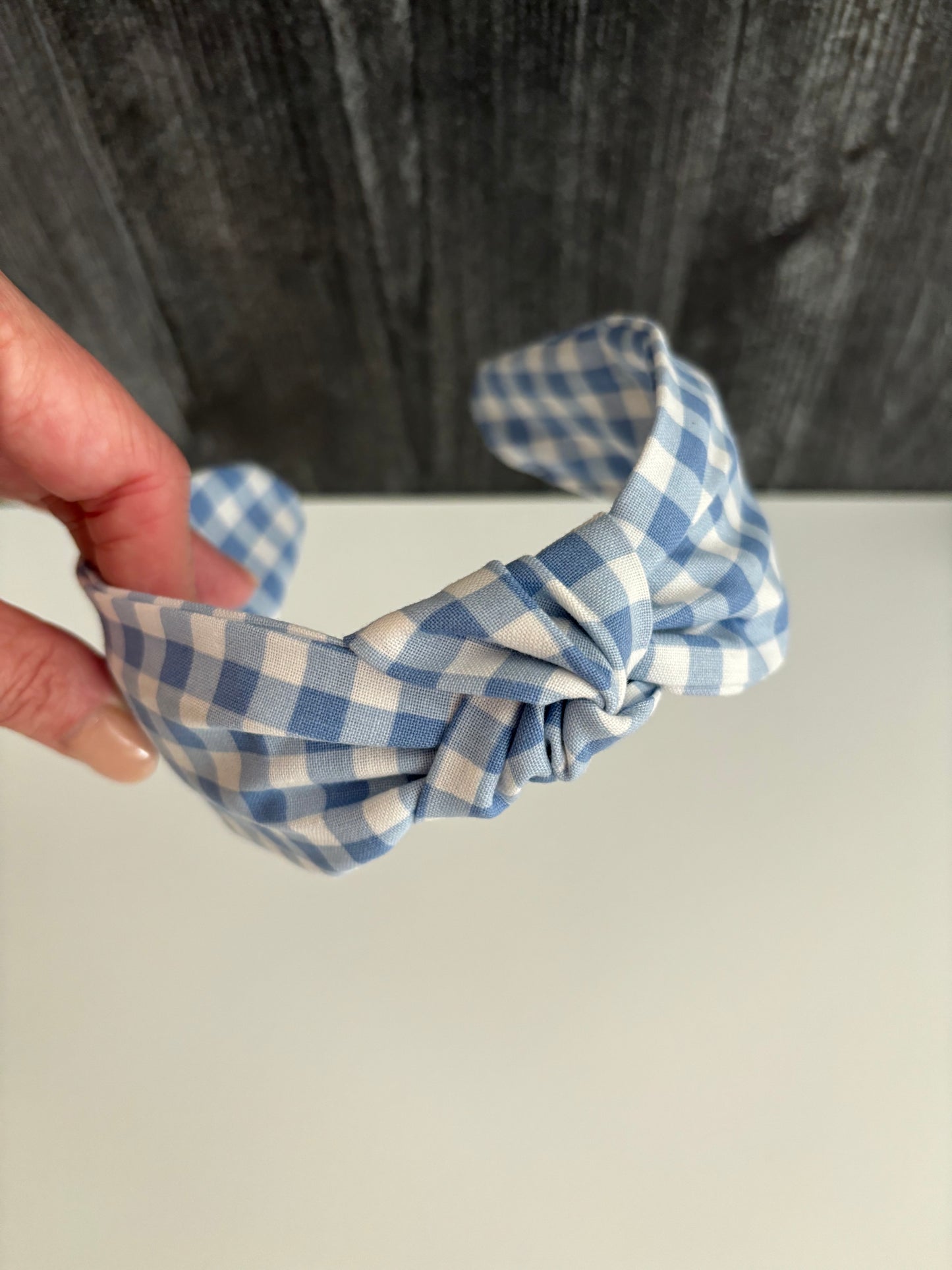 Baby Blue Gingham - Knotted Headband