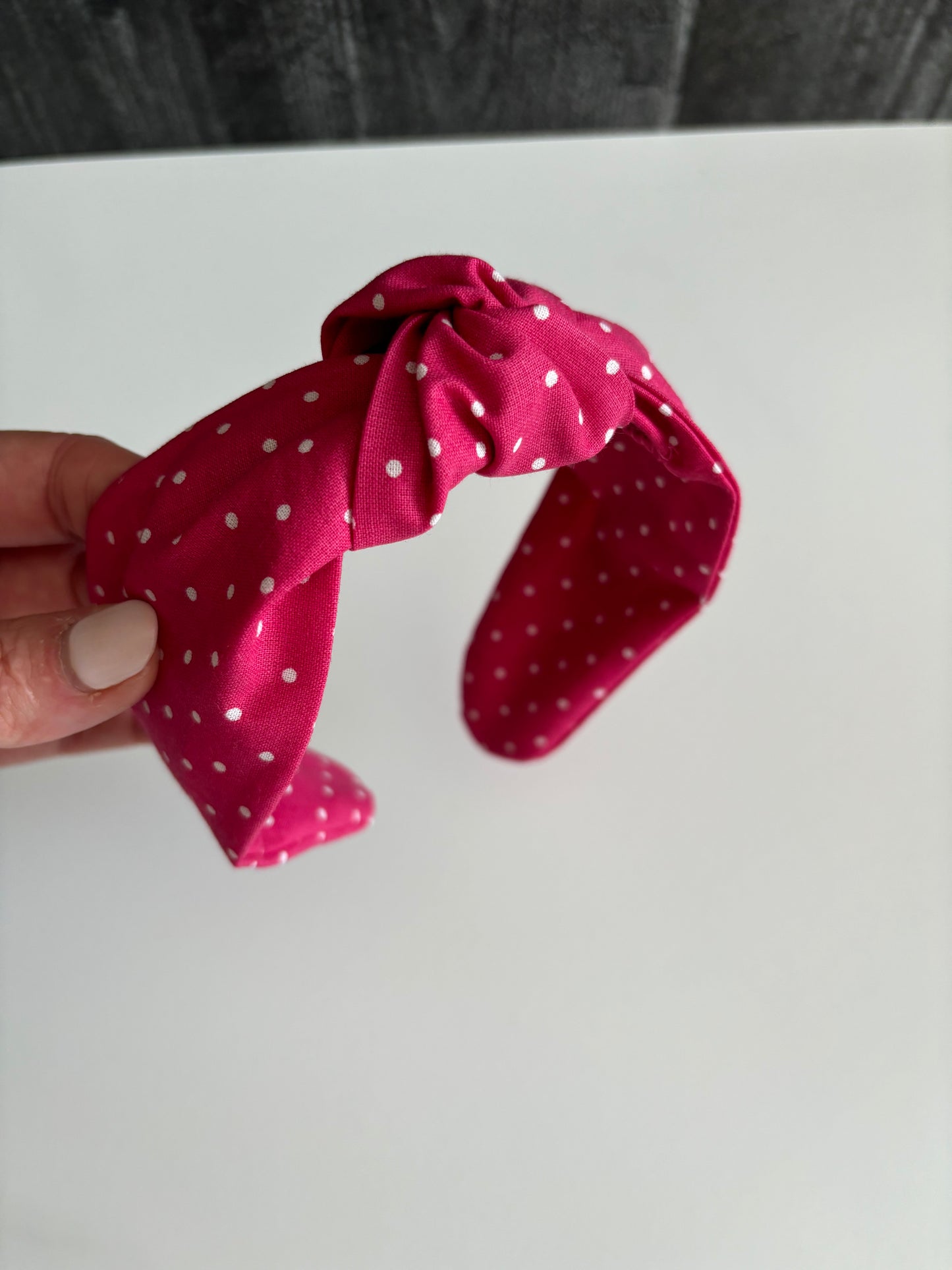 Pink and White Polkadots - Knotted Headband