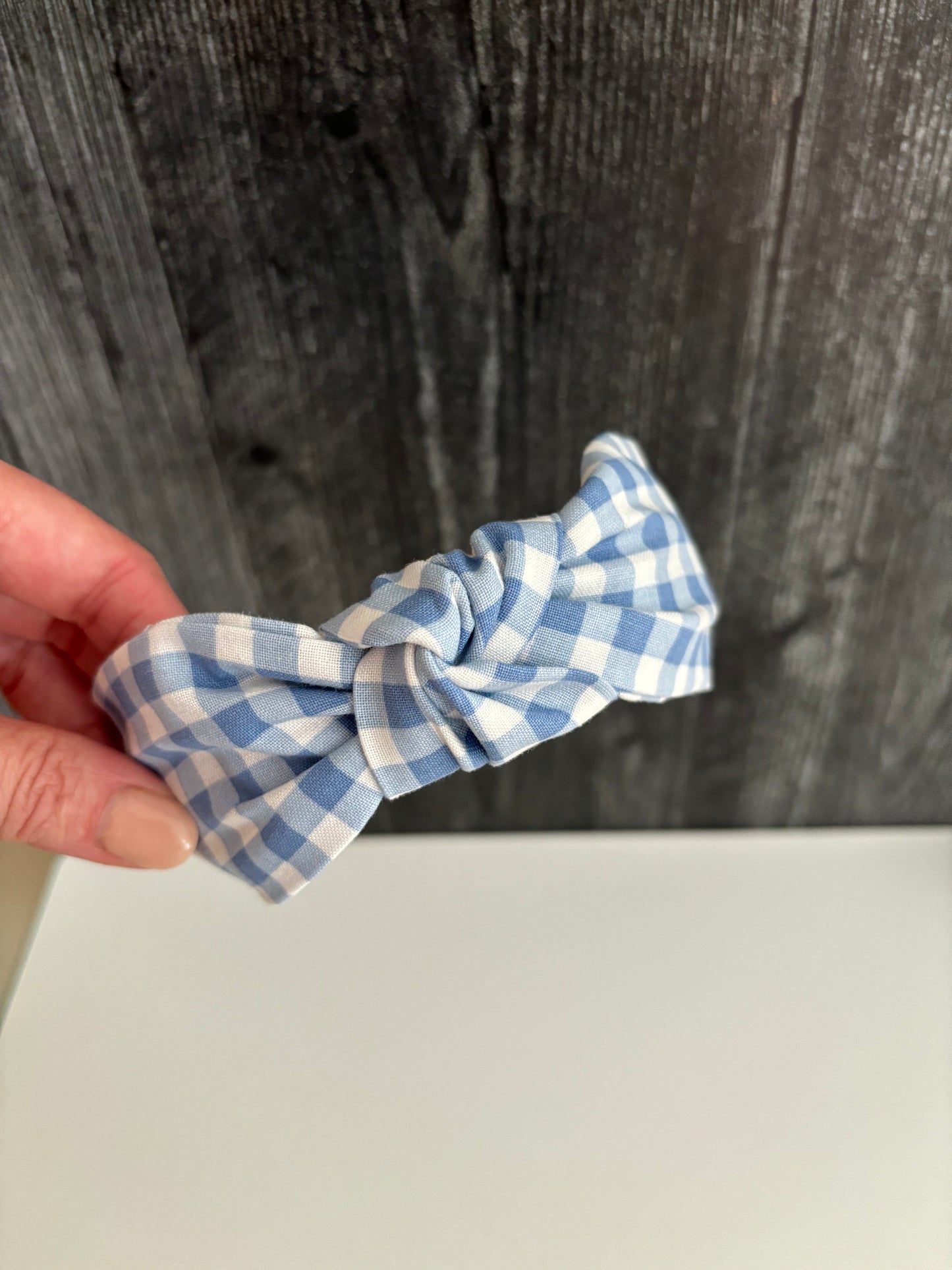 Baby Blue Gingham - Knotted Headband