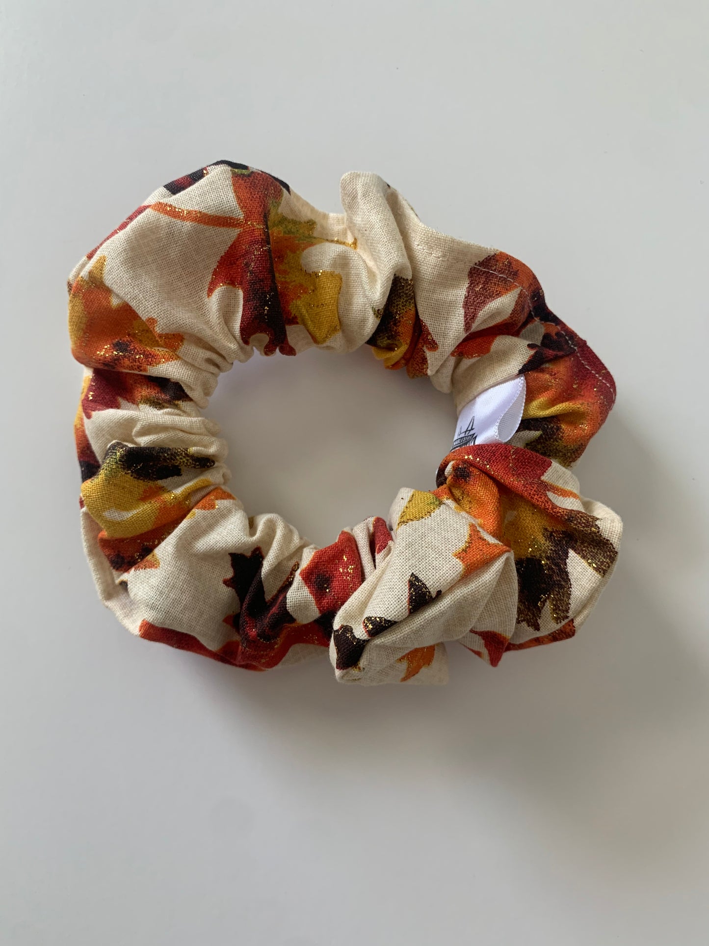 Sparkly Leaves - Cotton Scrunchie