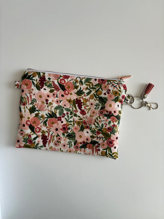 Petite Garden Party Rose - Zippered Pouch (Medium Sized)