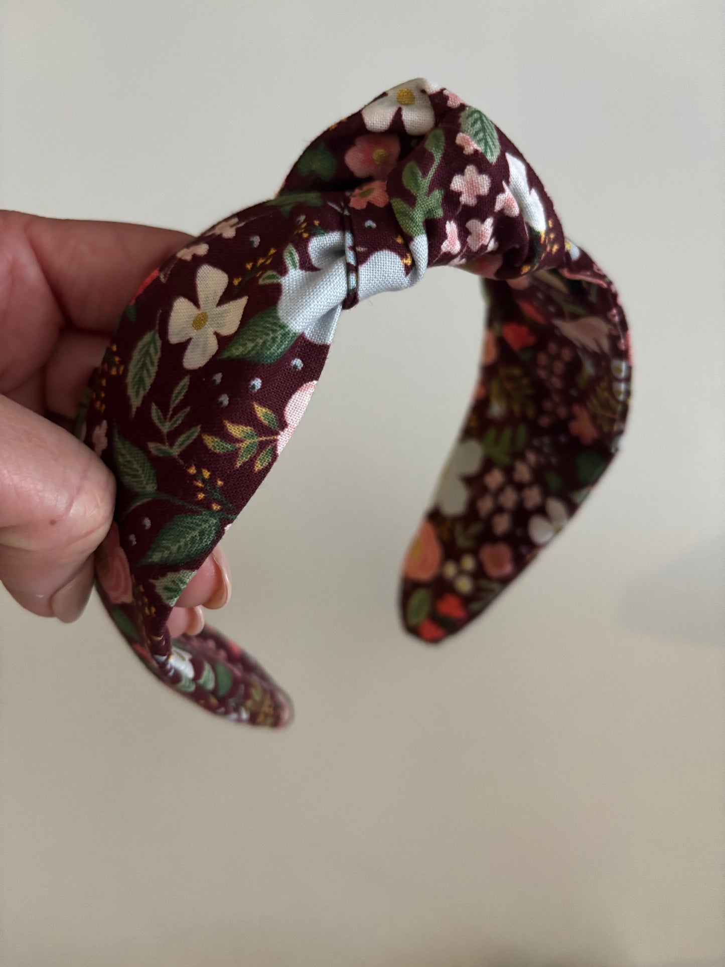 Wild Rose Burgundy - Knotted Headband