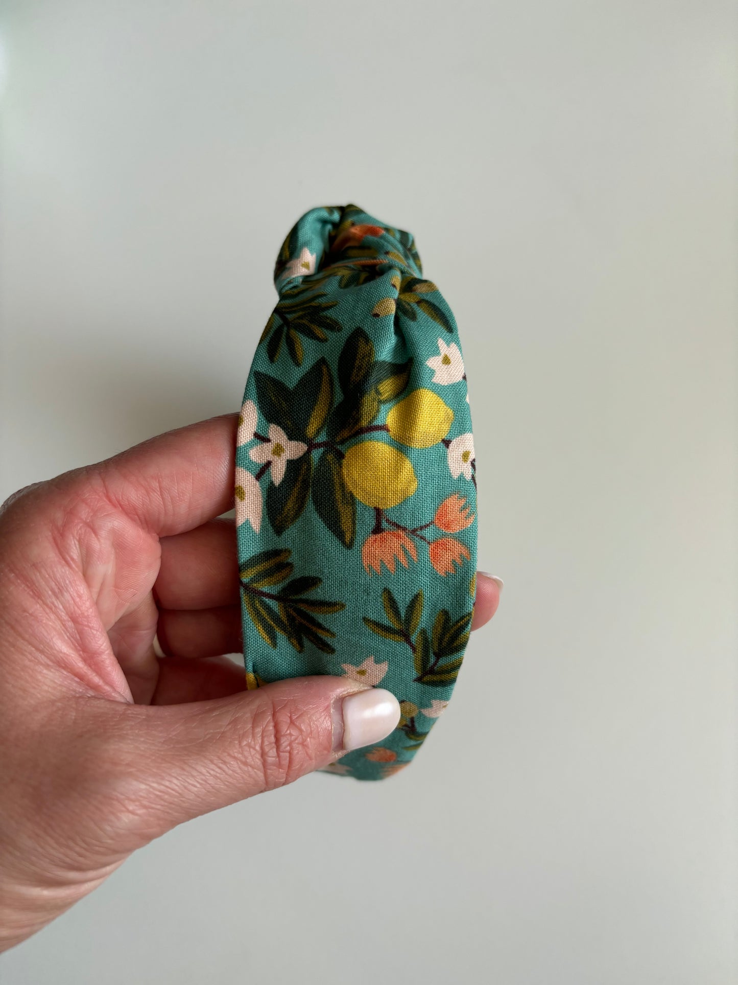 Citrus Floral Teal - Knotted Headband