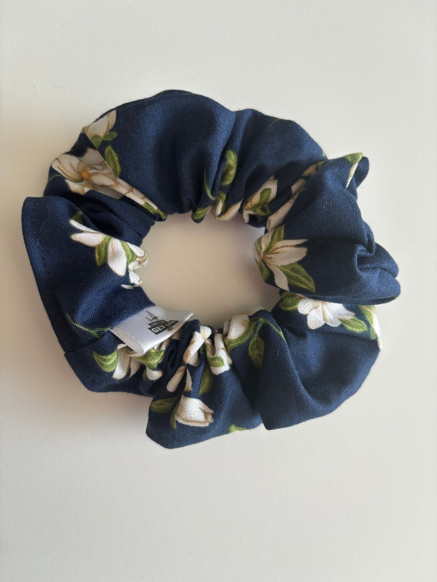 Magnolis on Blue - Cotton Scrunchie