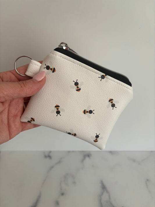 Bees on White - Zippered Pouch (Mini Sized)