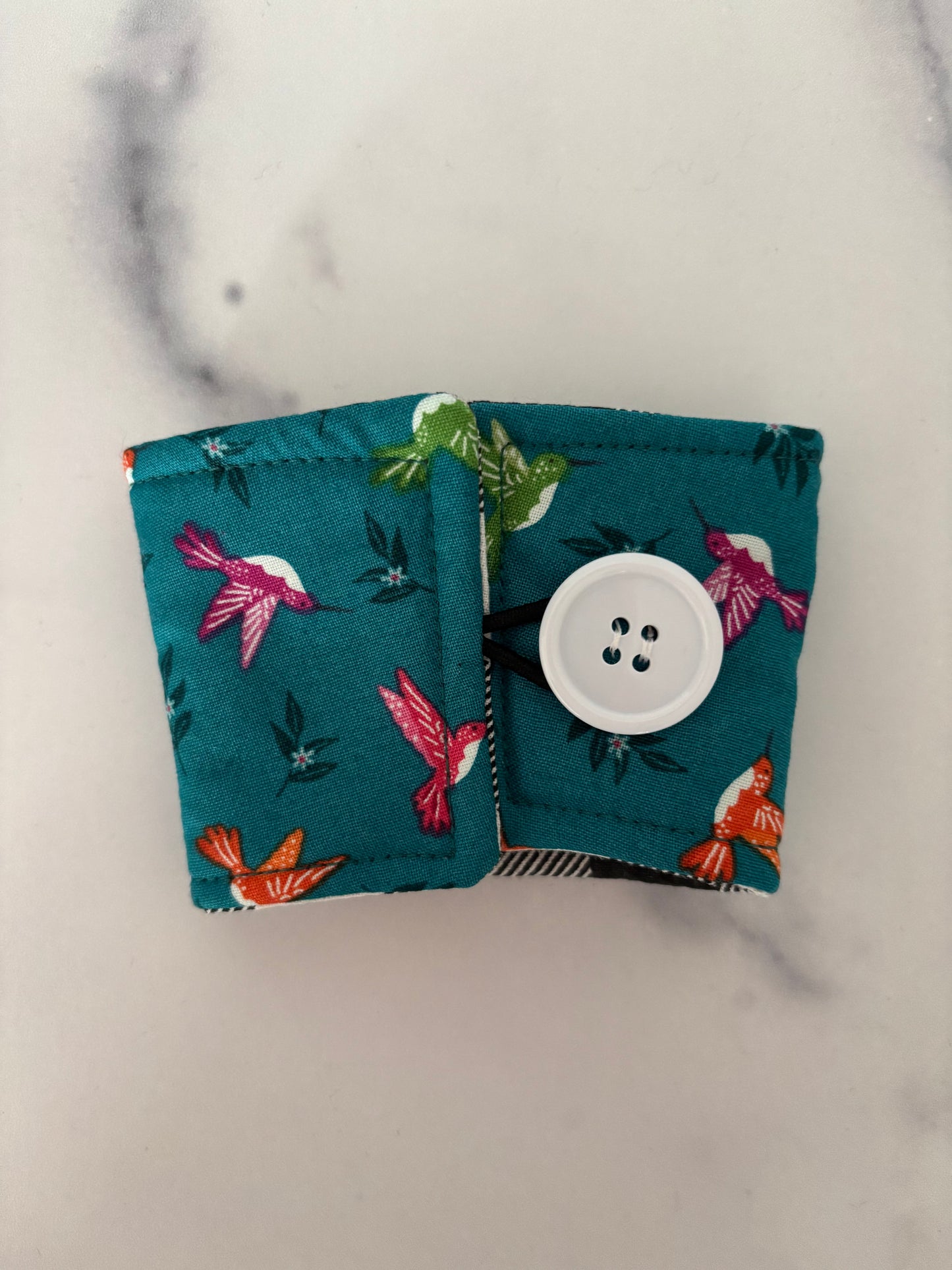 Hummingbirds on Teal - Reusable Coffee Sleeve