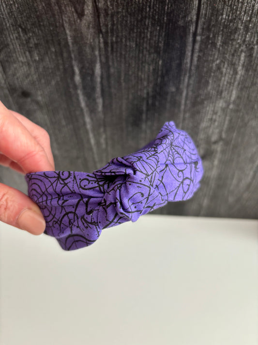 Spiderwebs on Purple  - Knotted Headband