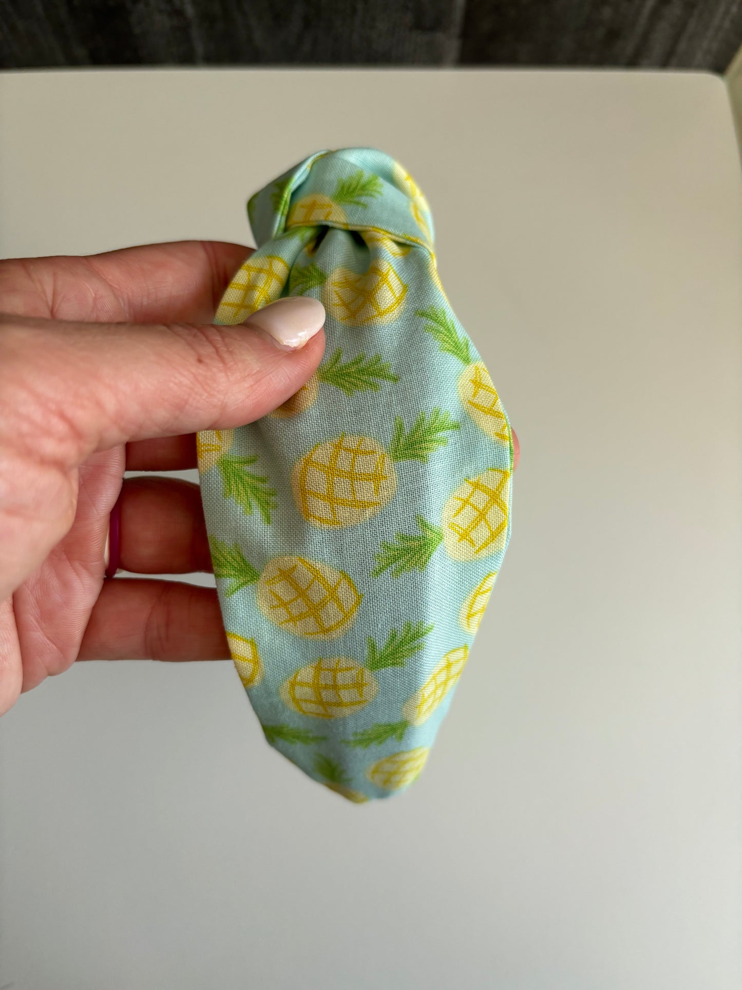 Pineapples on Baby Blue - Knotted Headband