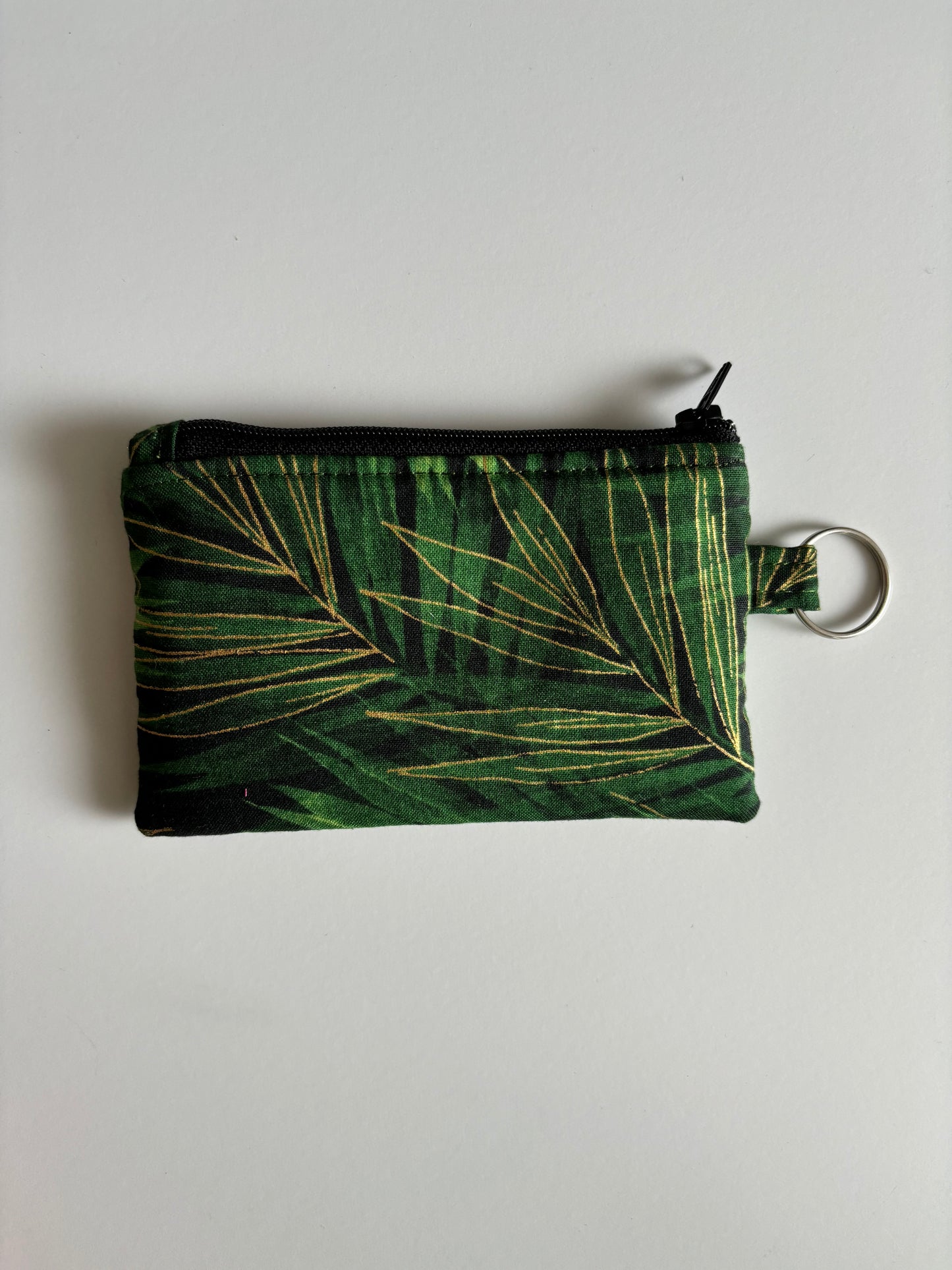 Sparkly Green and Gold Ferns - Lanyard/Keychain Wallet