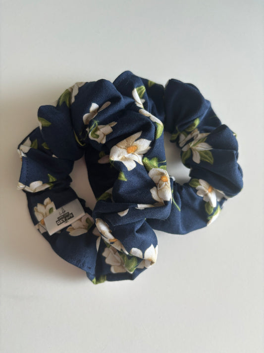 Magnolis on Blue - Cotton Scrunchie