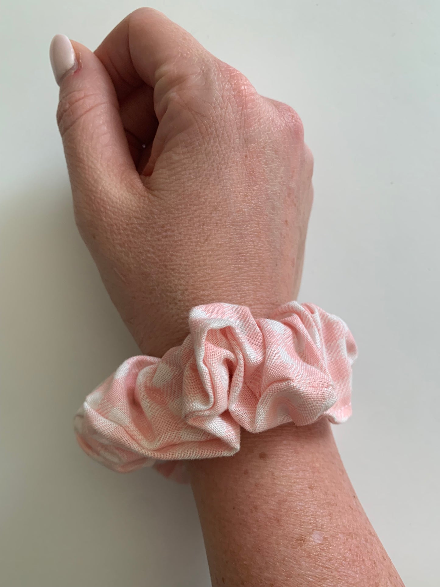 Pink Gingham - Cotton Scrunchie