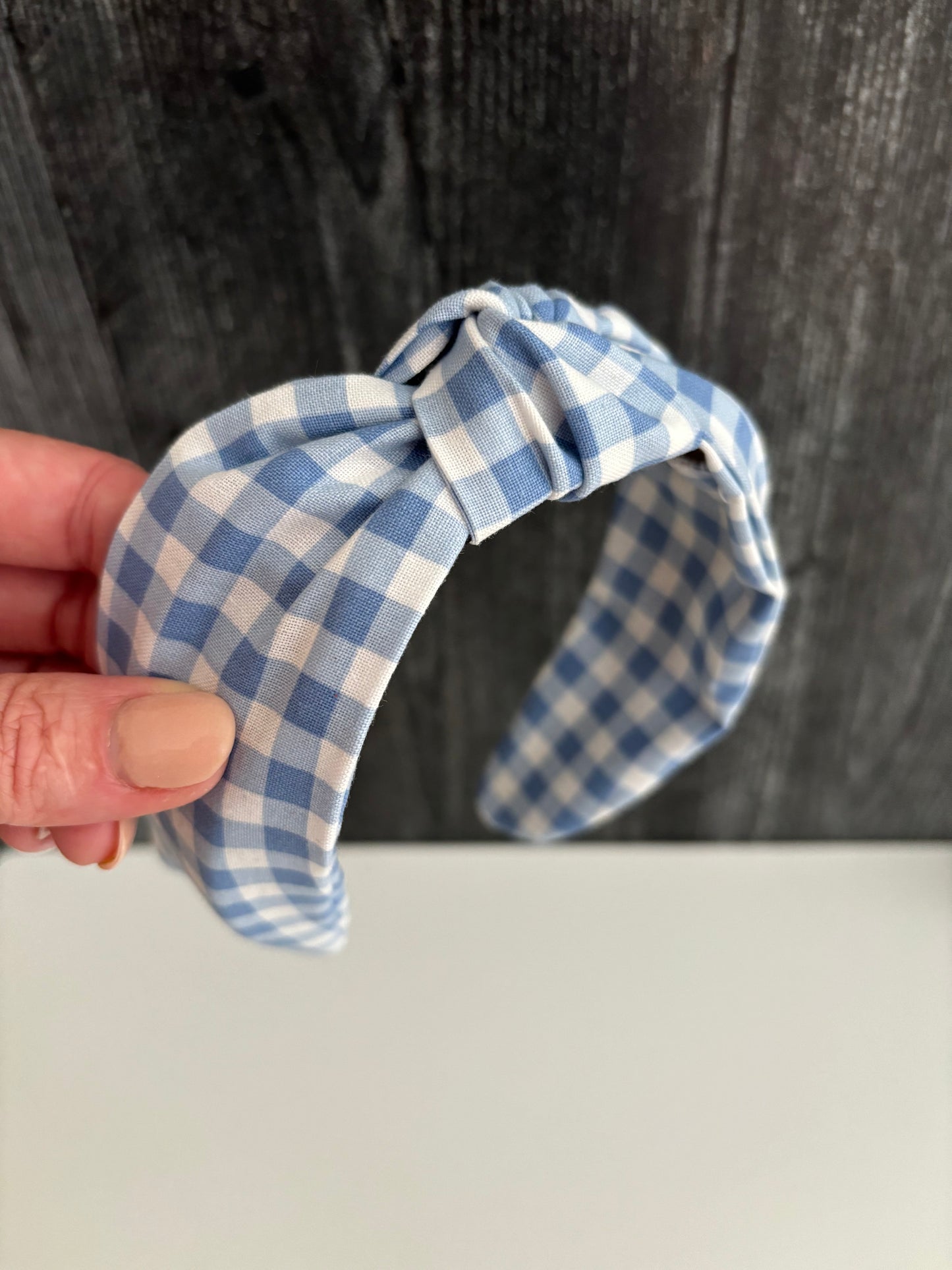 Baby Blue Gingham - Knotted Headband