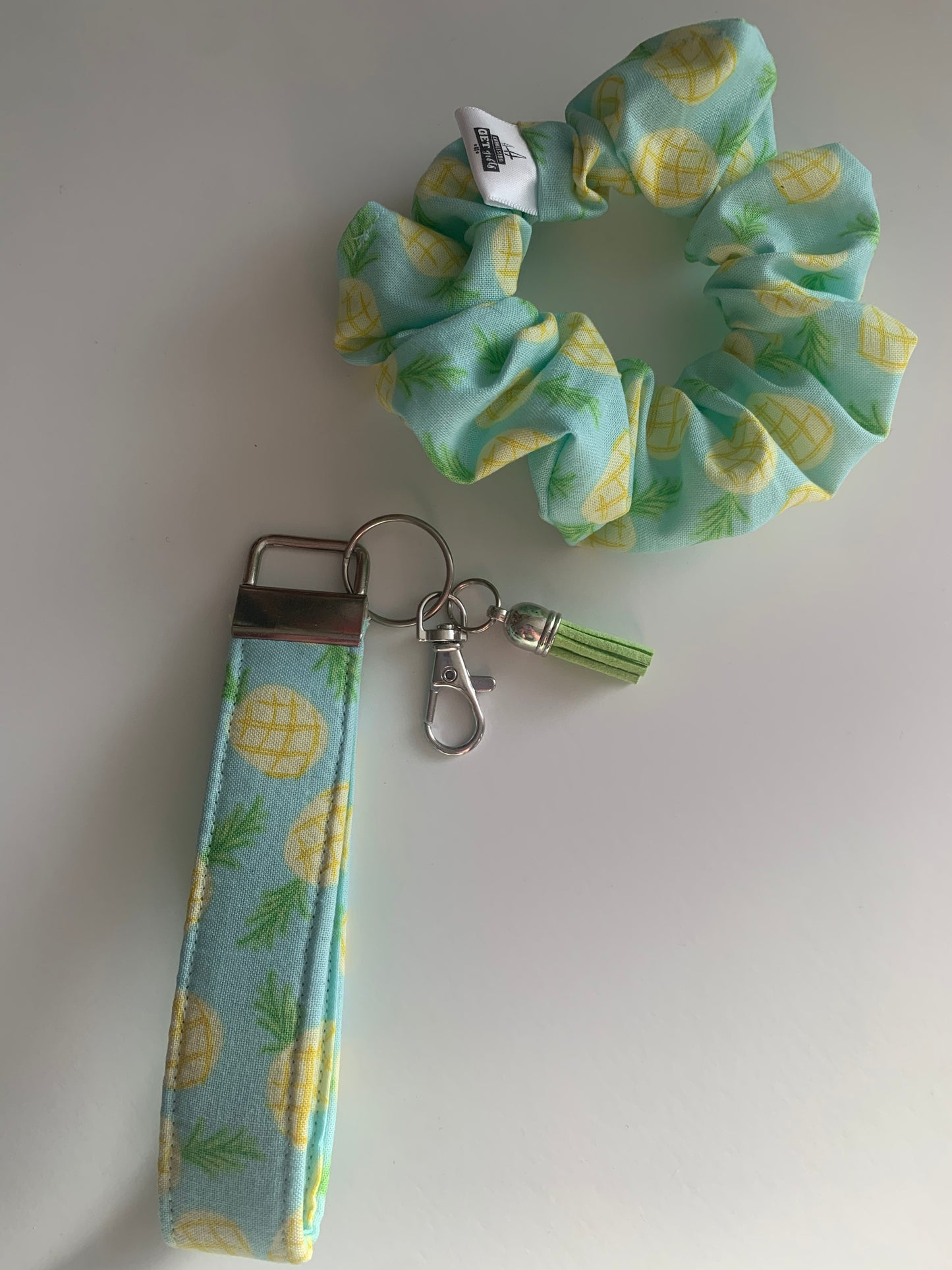 Pineapples on Baby Blue - Cotton Scrunchie