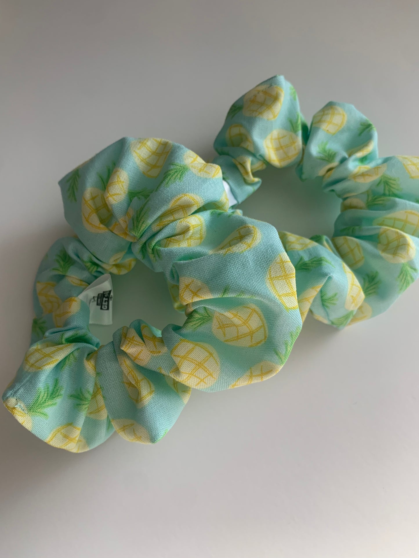 Pineapples on Baby Blue - Cotton Scrunchie