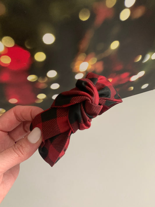 Red and Black Buffalo Check - Knotted Headband