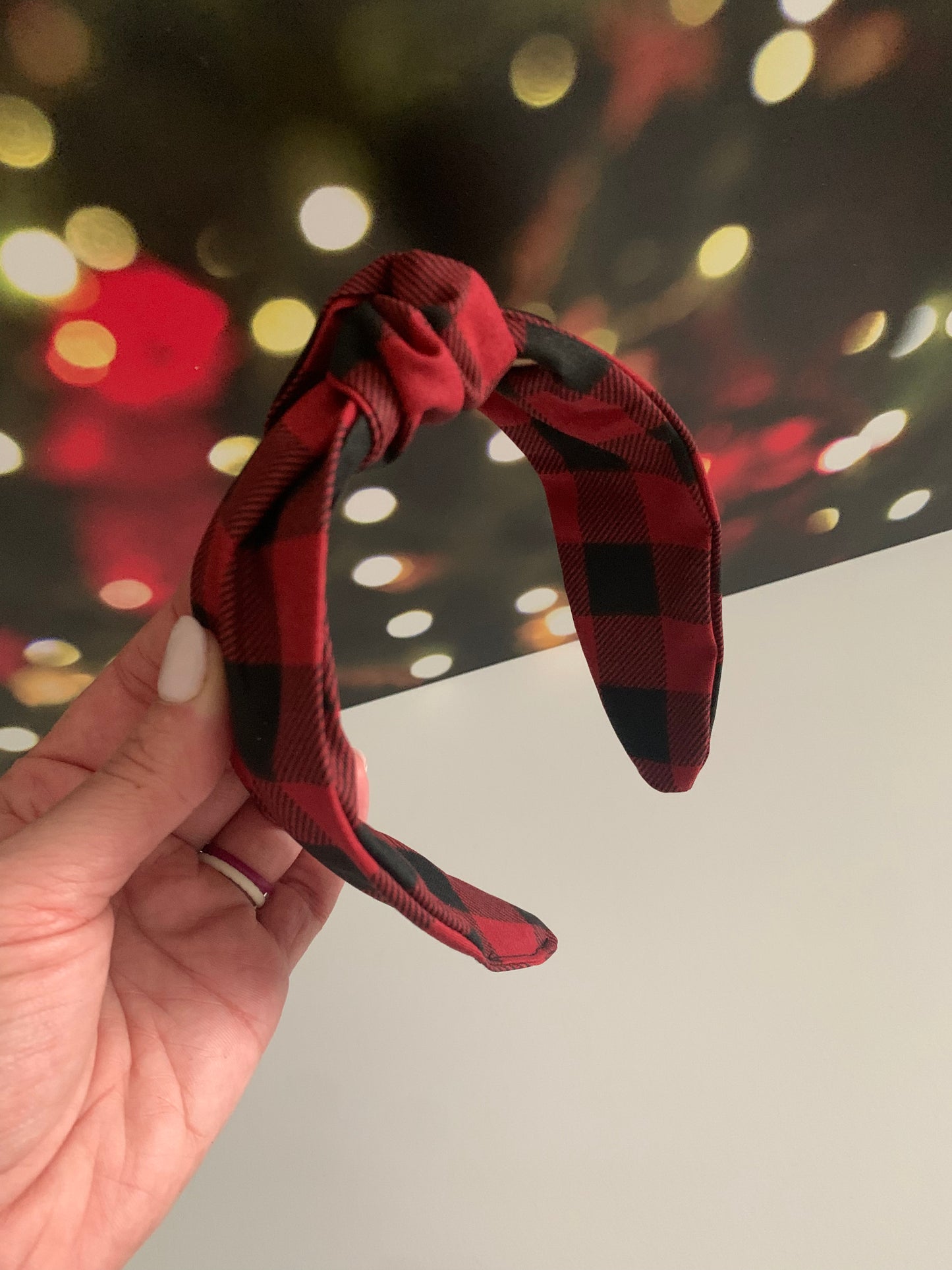 Red and Black Buffalo Check - Knotted Headband