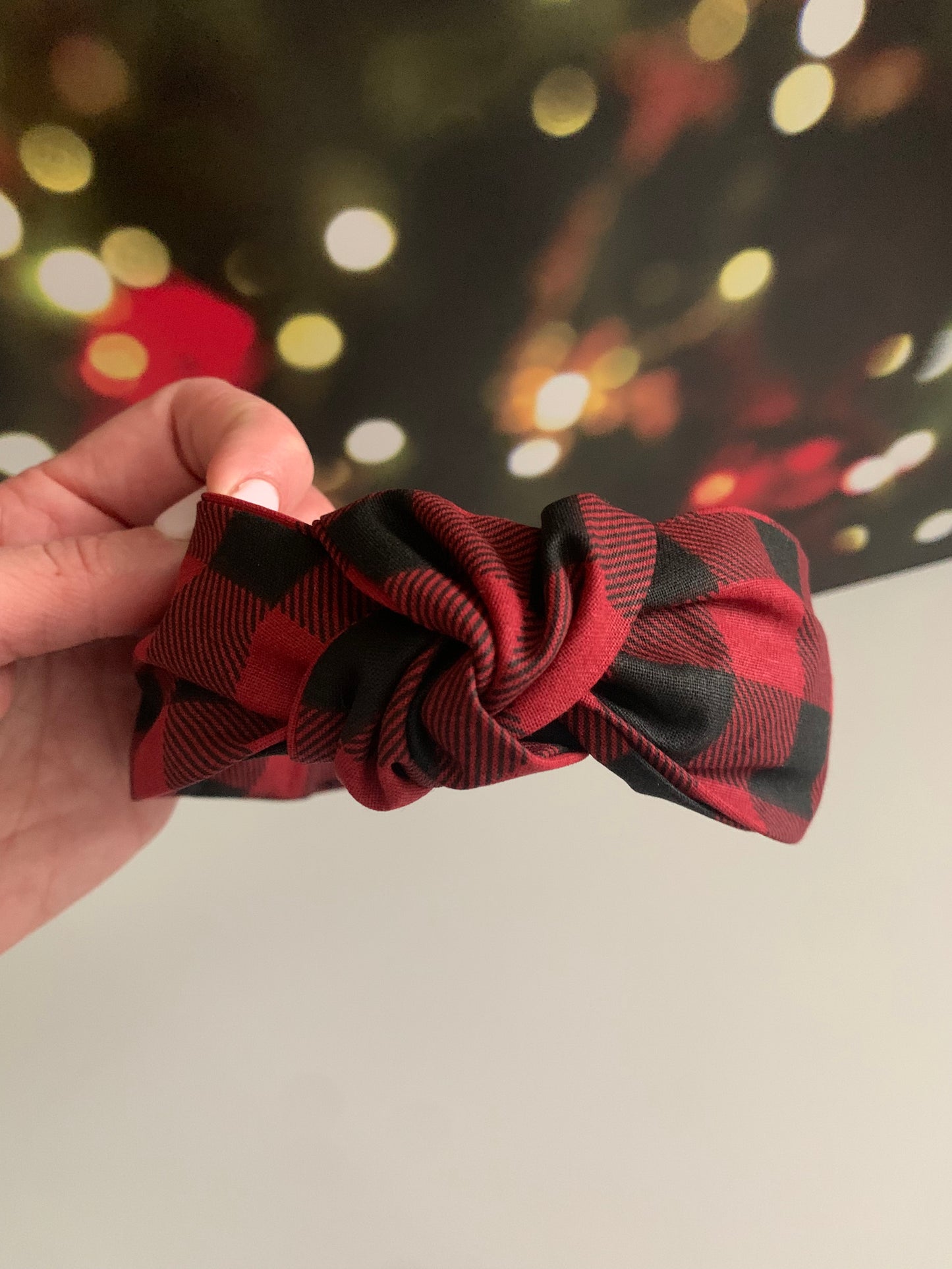 Red and Black Buffalo Check - Knotted Headband