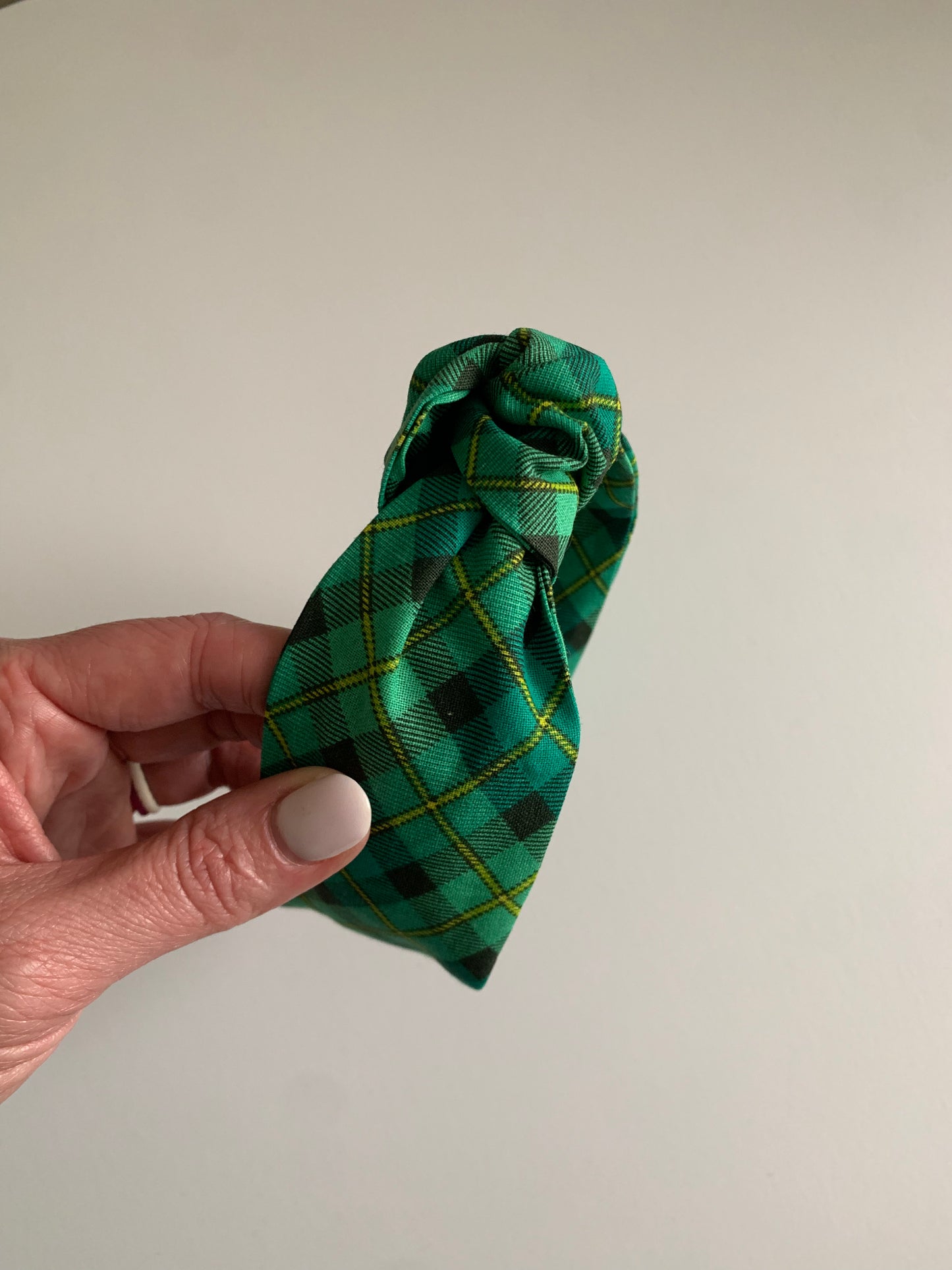 Green Plaid - Knotted Headband