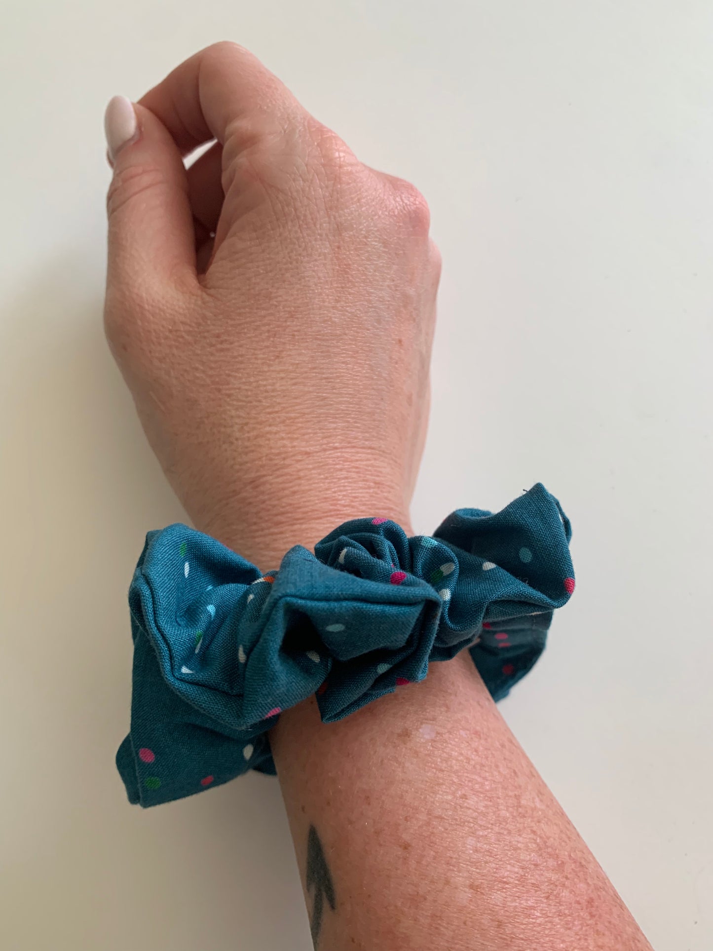 Confetti on Blue - Cotton Scrunchie