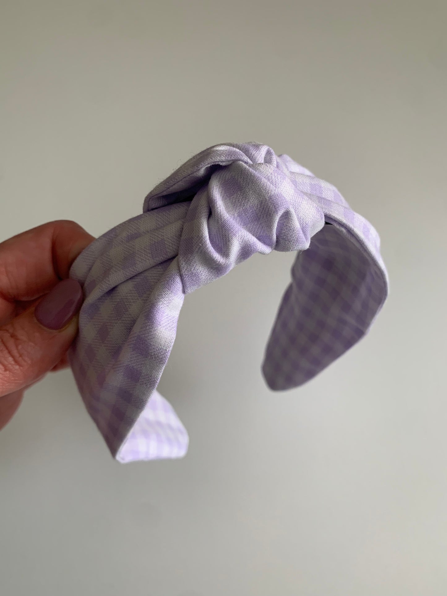 Lavender Gingham - Knotted Headband