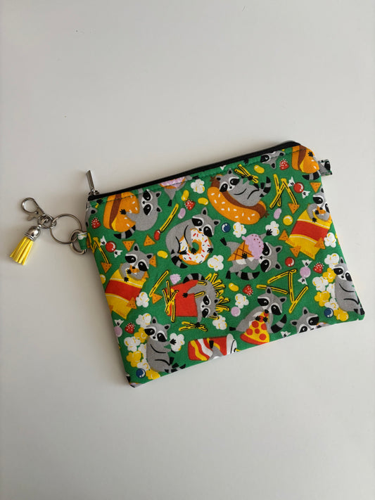 Raccoons on Green - Zippered Pouch (Medium Sized)