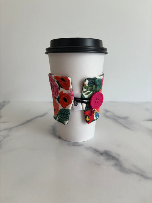 Garden Party Cream - Reusable Coffee Sleeve