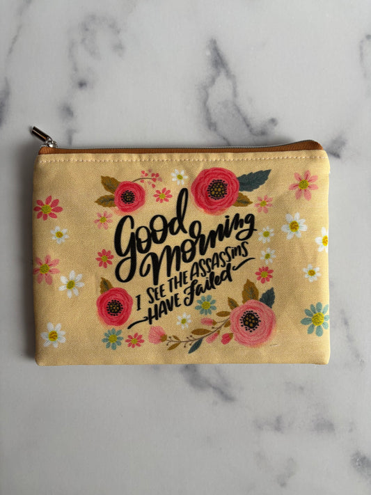 Good Morning - Sweary Zippered Pouch (Medium Sized)