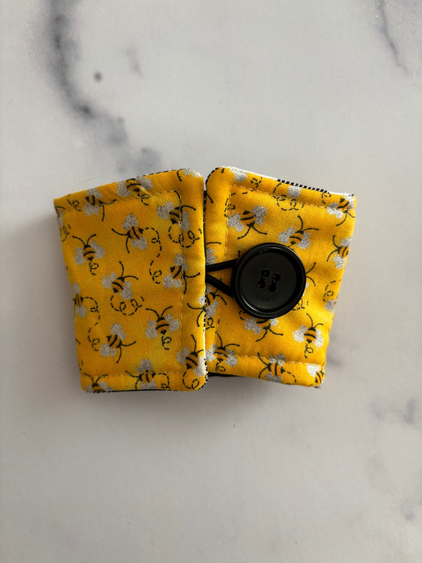 Sparkly Yellow Bees - Reusable Coffee Sleeve