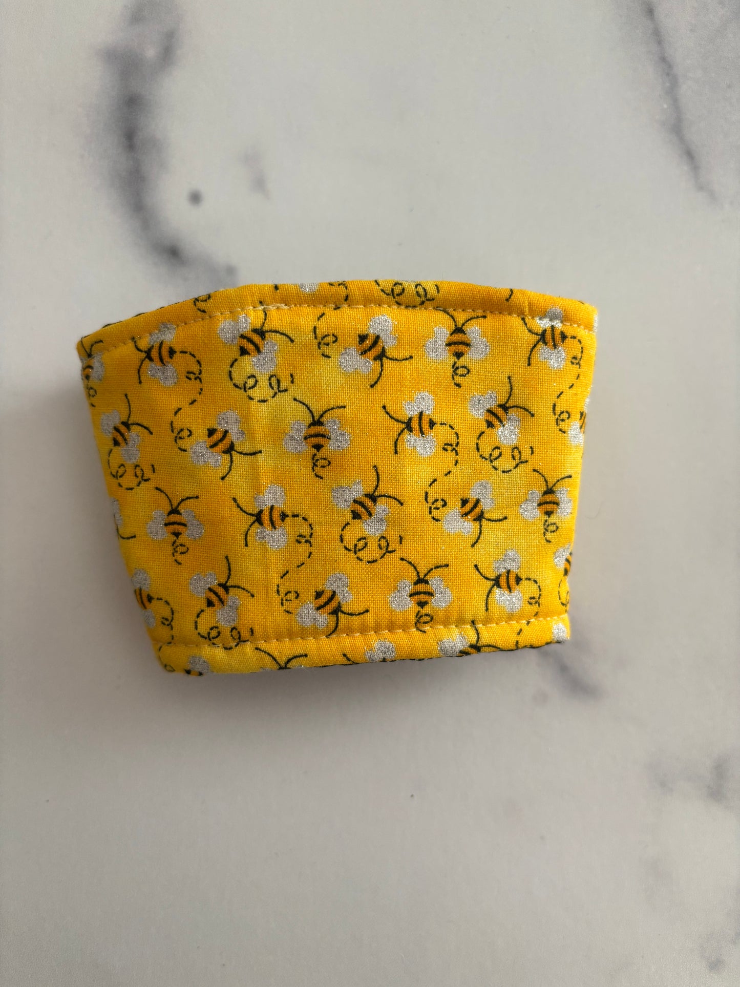 Sparkly Yellow Bees - Reusable Coffee Sleeve