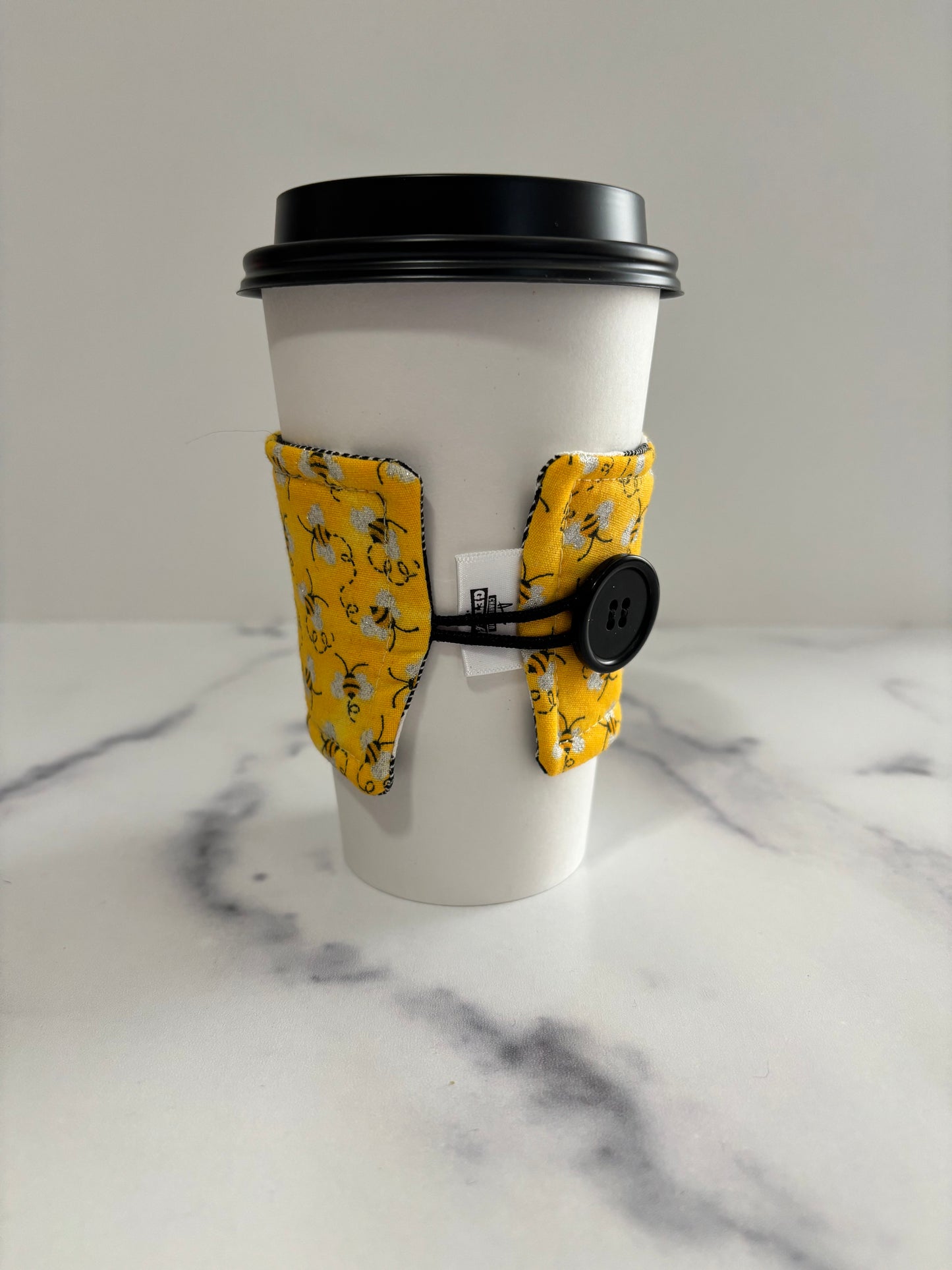 Sparkly Yellow Bees - Reusable Coffee Sleeve