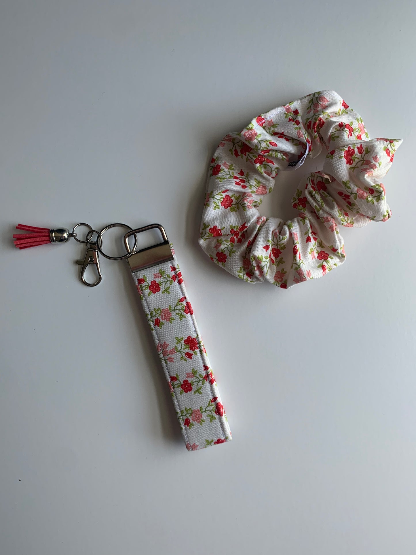 Sunday Stroll Freshly Cut Floral Stripe in Red - Cotton Scrunchie