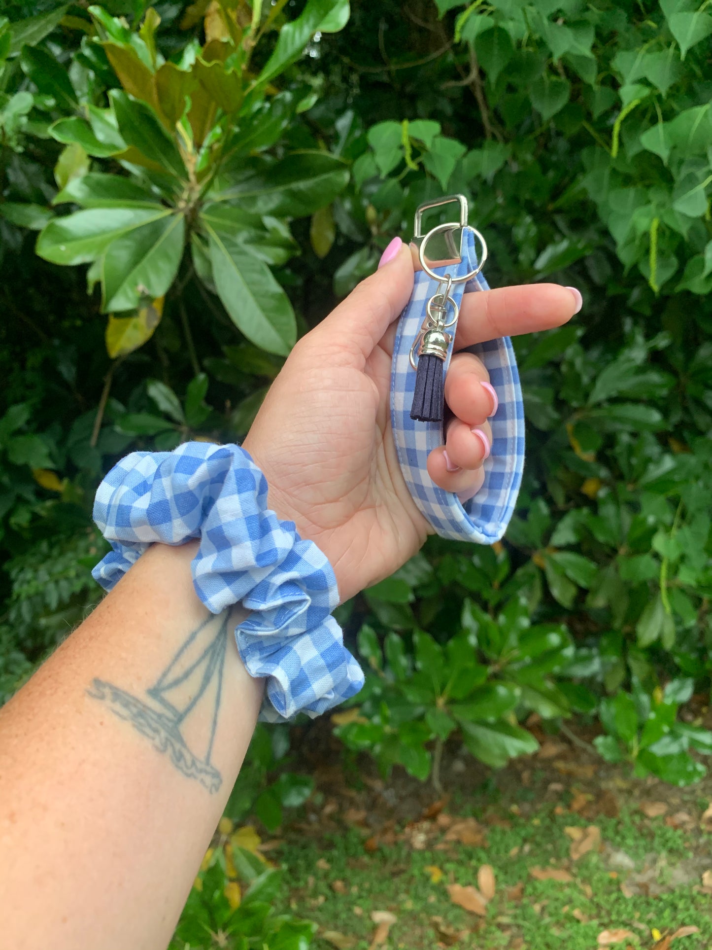 Baby Blue Gingham - Key Chain