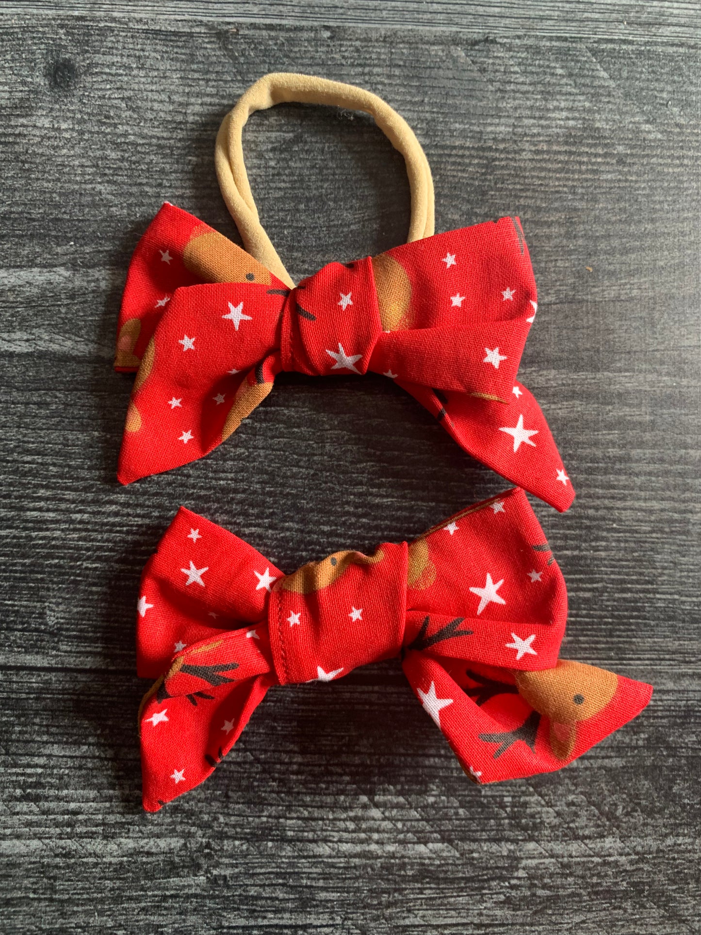 Reindeer on Red - Hair Bows