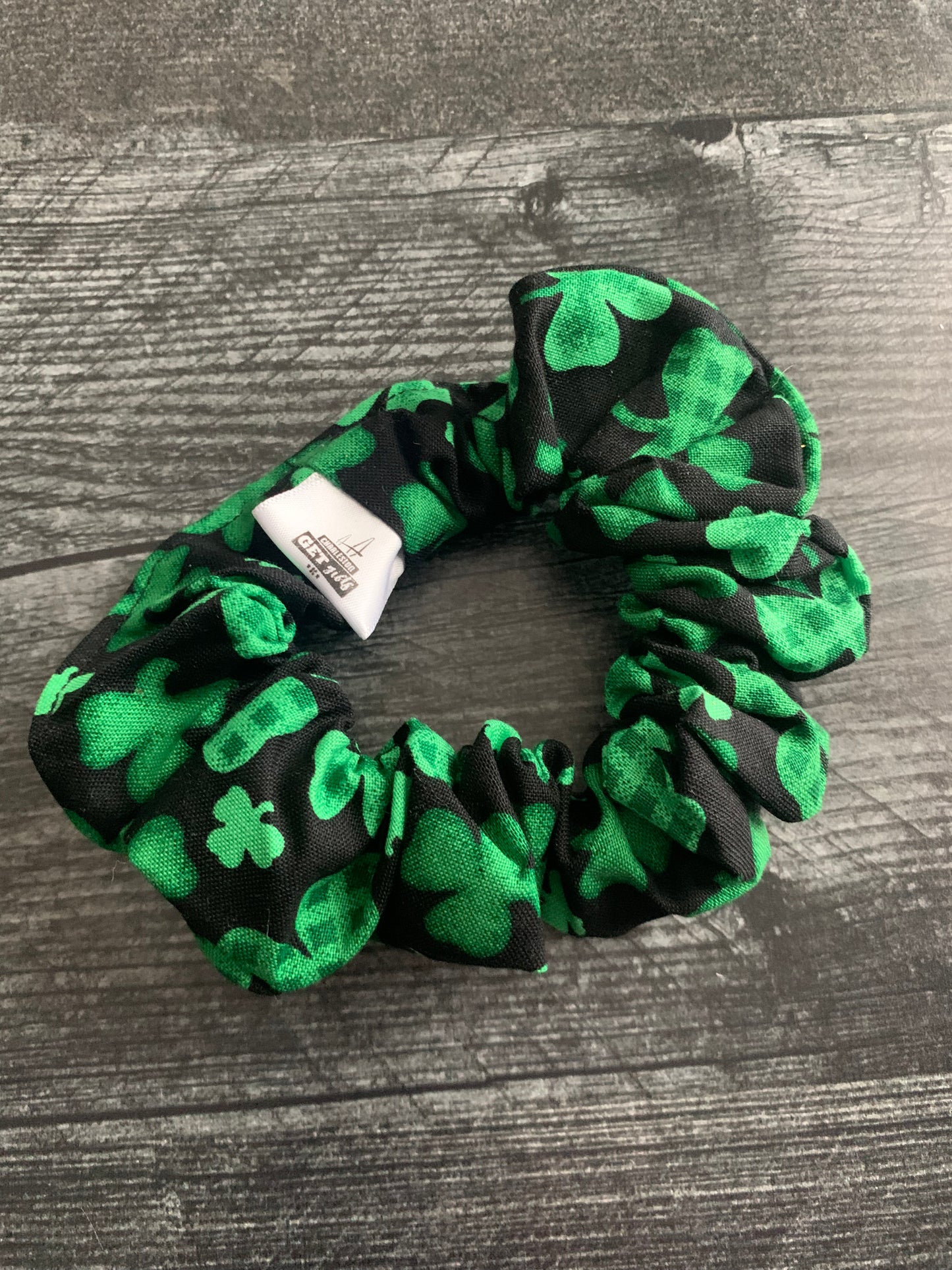 Clovers on Black - Cotton Scrunchie