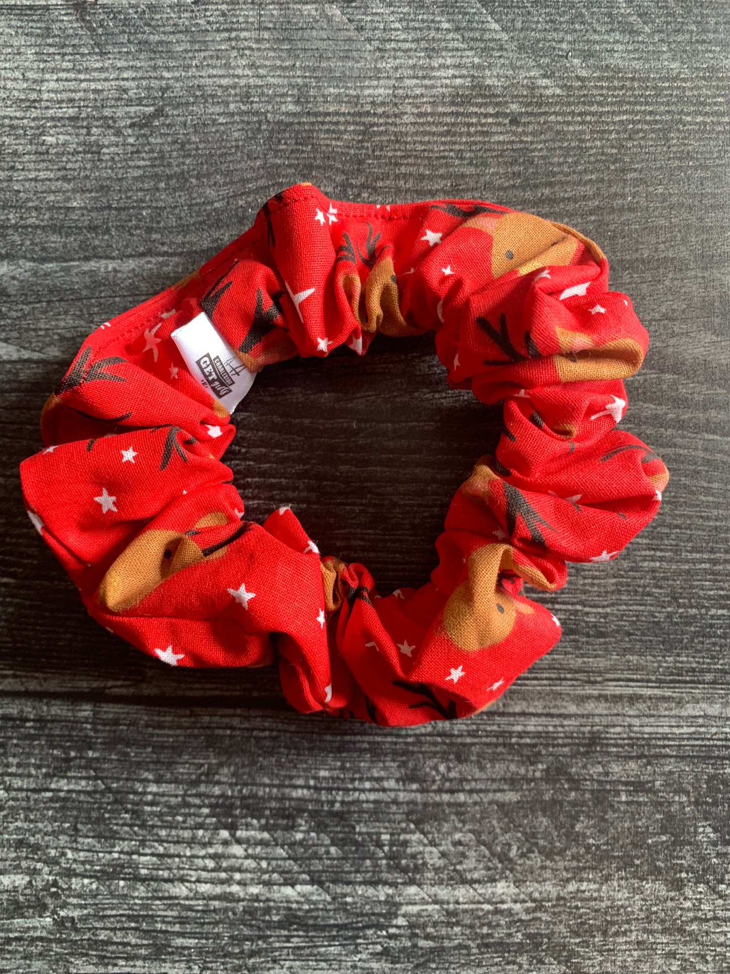 Reindeer on Red - Cotton Scrunchie