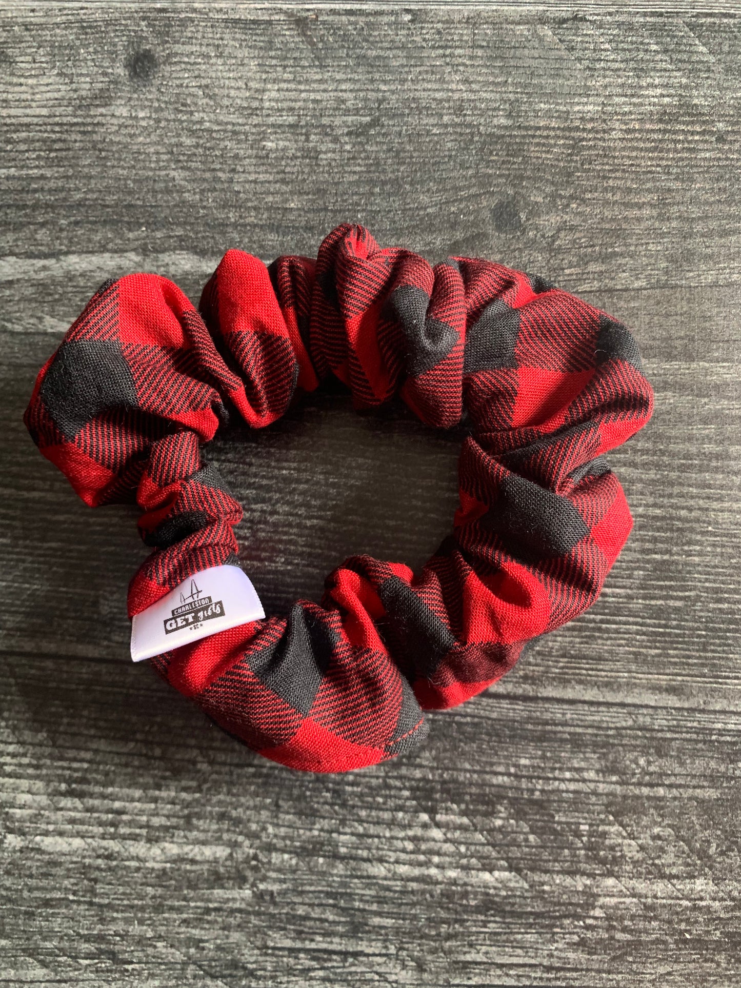 Red and Black Buffalo Check - Cotton Scrunchie