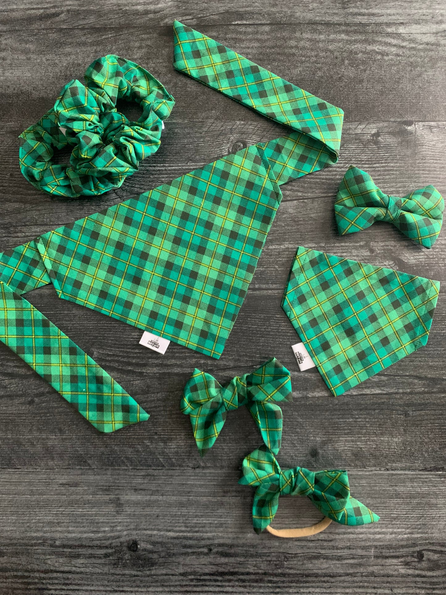 Green Plaid - Cotton Scrunchie