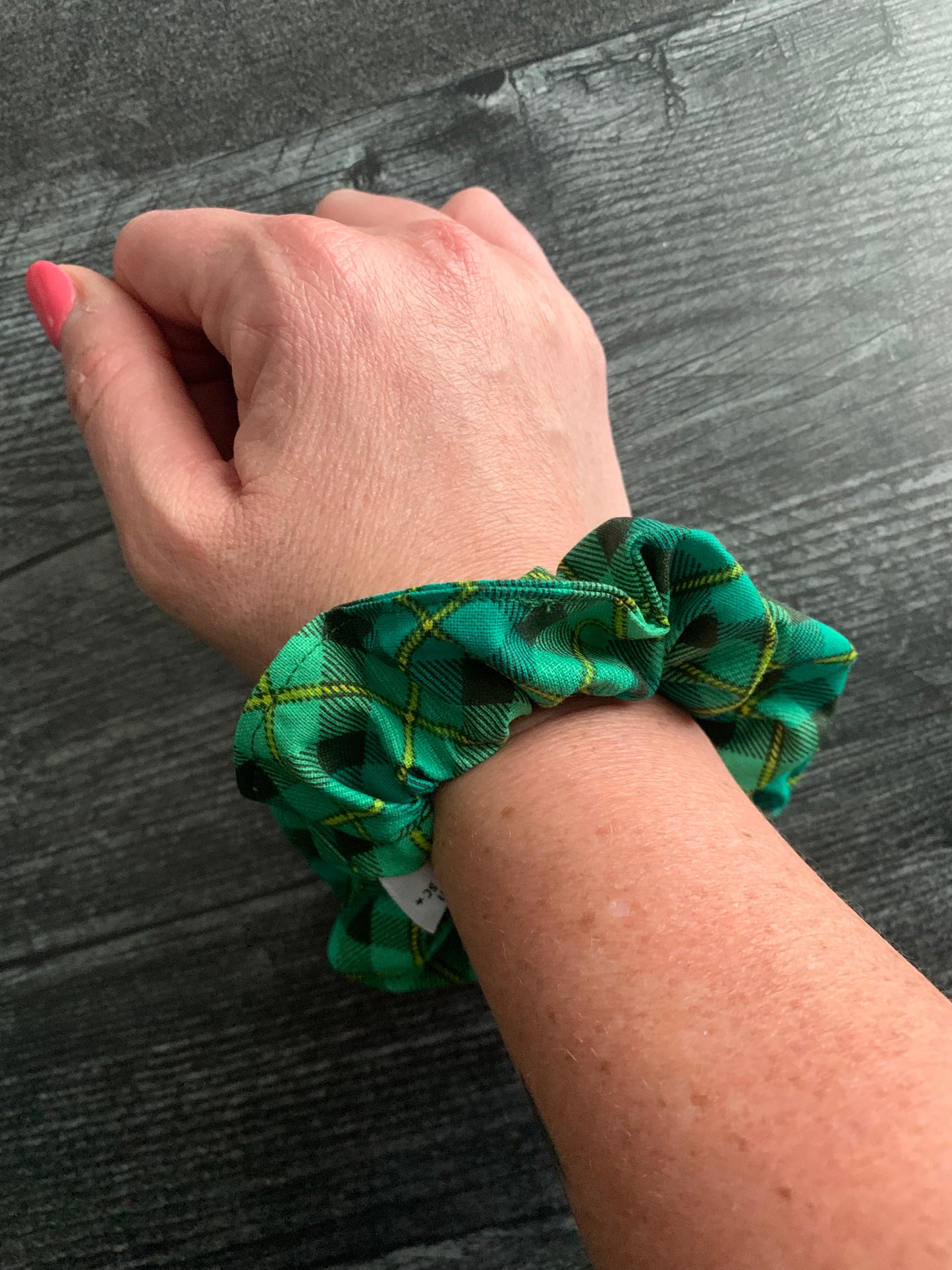 Green Plaid - Cotton Scrunchie