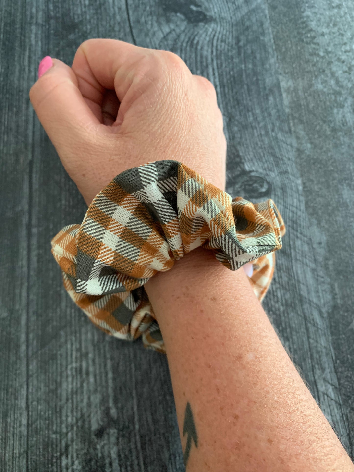 Pumpkin Pie Plaid - Cotton Scrunchie