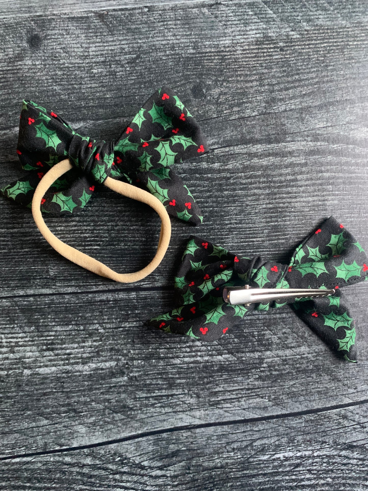 Holly on Black - Hair Bows