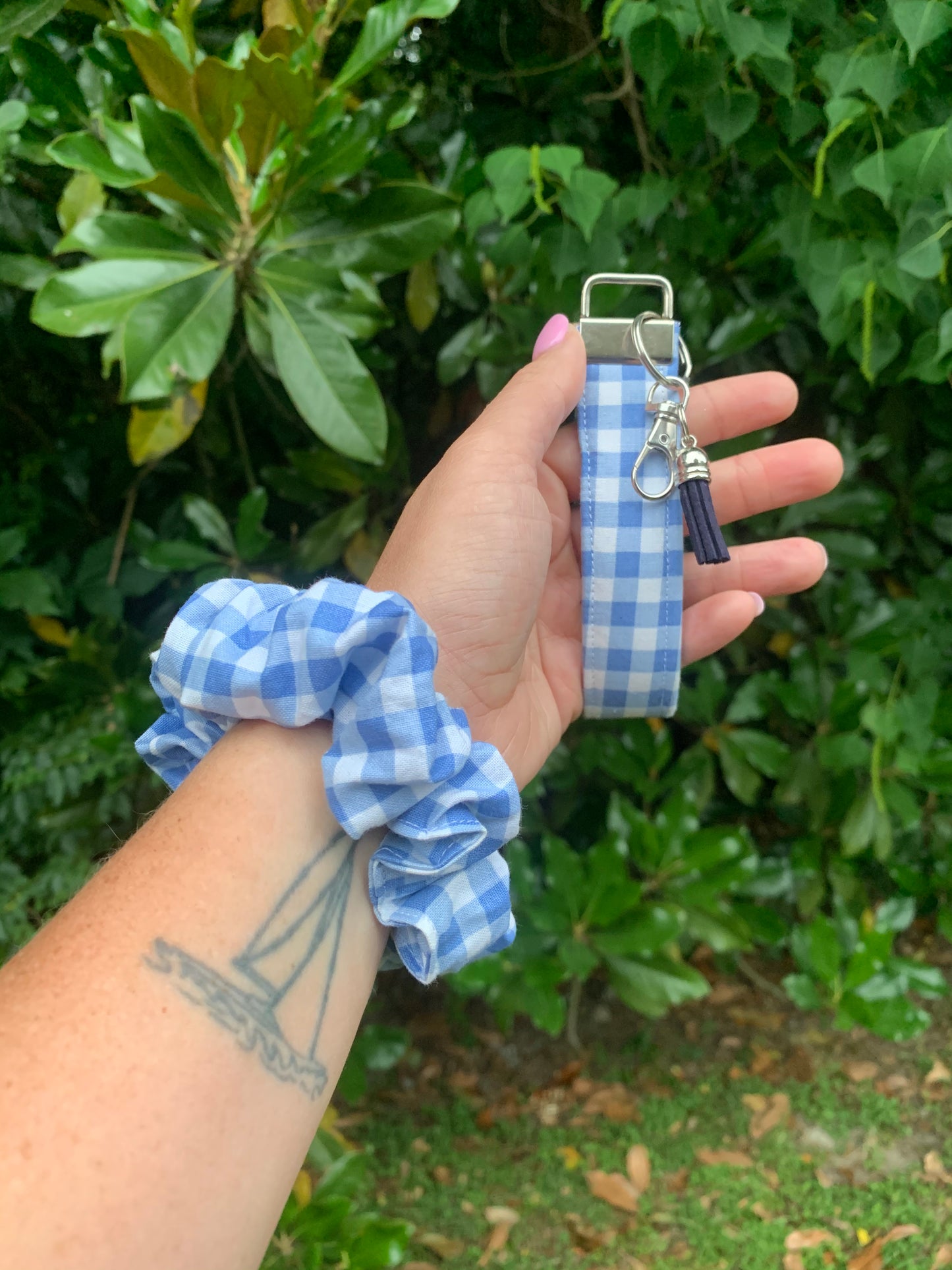 Baby Blue Gingham - Key Chain