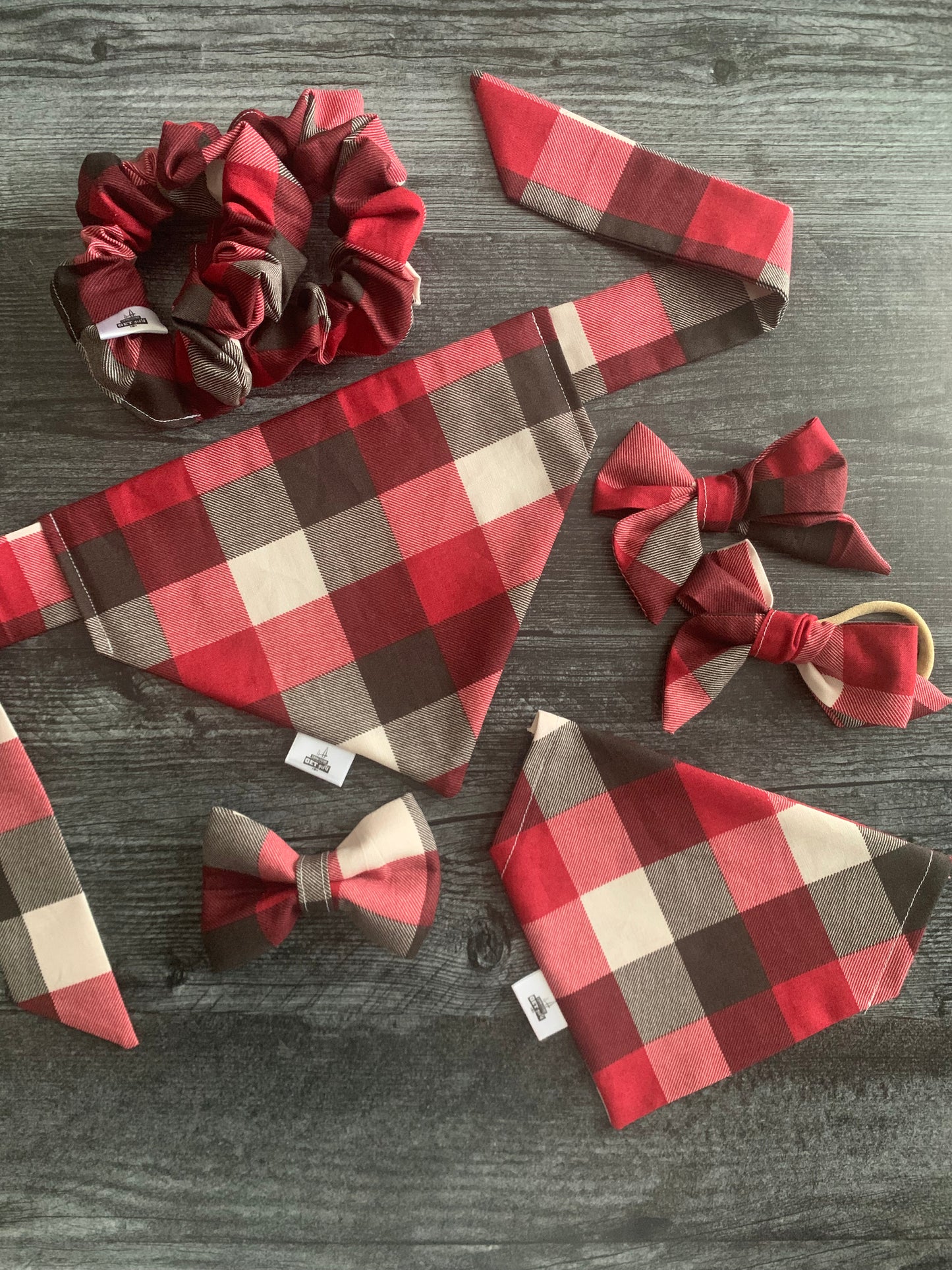 Red, Black, and White Check - Pet Bow Tie