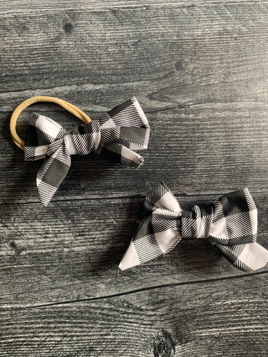 Black and White Buffalo Check - Hair Bows