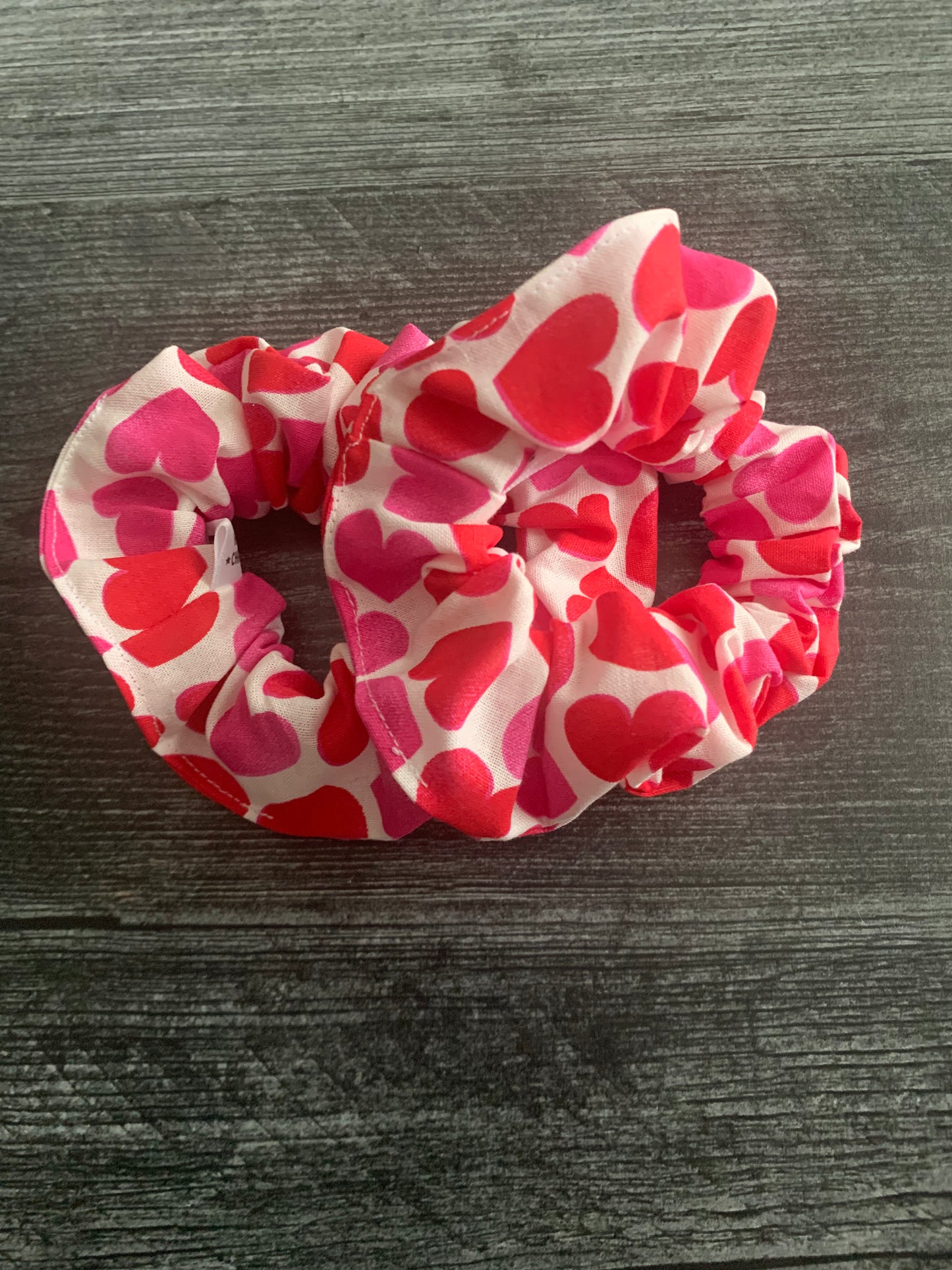 Hearts on White - Cotton Scrunchie